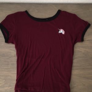French Pastry red top with unicorn embroidery